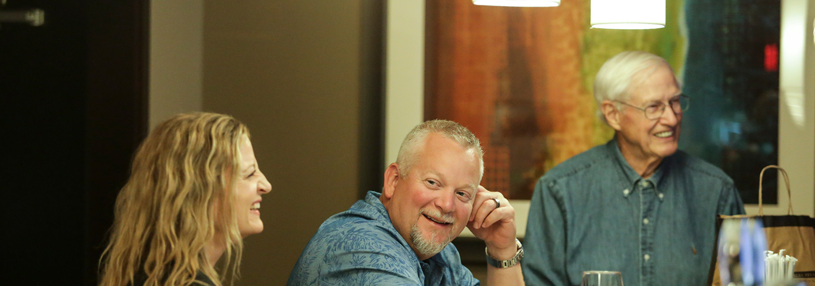 Guests enjoying beverages at the bar at Cameron's American Bistro in Worthington, Ohio.